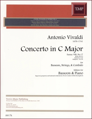 Trevco Music - Concerto in C Major, F8, #17, RV472 - Vivaldi - Bassoon/Piano - Book