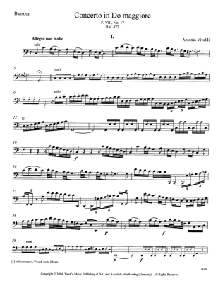 Concerto in C Major, F8, #17, RV472 - Vivaldi - Bassoon/Piano - Book