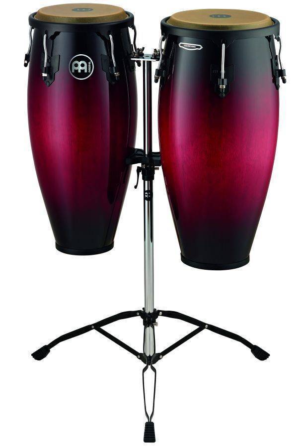 Headliner Wood Congas 10 & 11 inch with Stand, Wine Red Burst