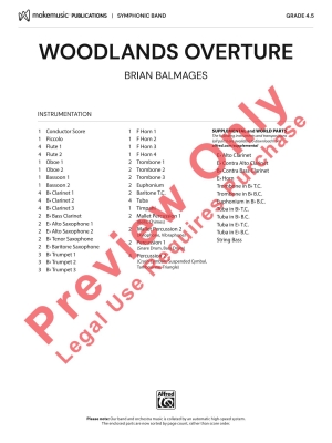 Woodlands Overture - Balmages - Concert Band - Gr. 4.5