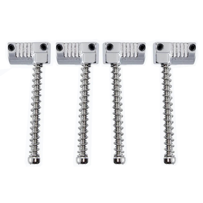 Badass Grooved Bass Bridge Saddles - Chrome