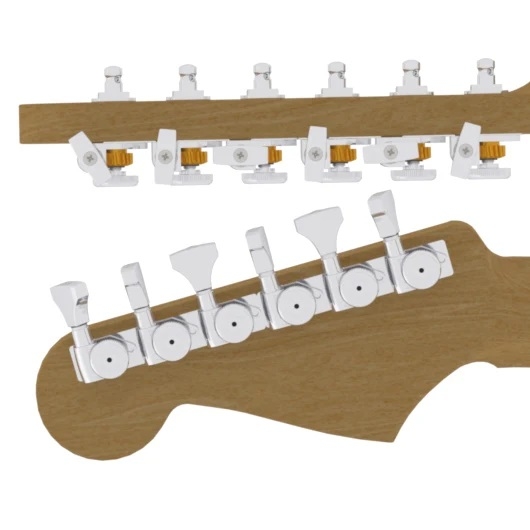 Guitar Tuner Upgrade Kit for 6 Inline Headstocks, Grip-Lock Open - Chrome