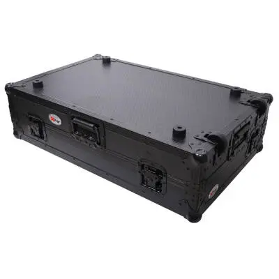 Flight Case for Pioneer DDJ-REV7 DJ Controller with Laptop Shelf Wheels and 1U Rackspace - Black Finish