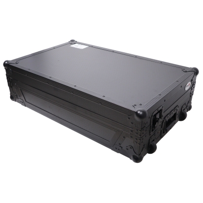 Flight Case for Pioneer DDJ-REV7 DJ Controller with Laptop Shelf Wheels and 1U Rackspace - Black Finish
