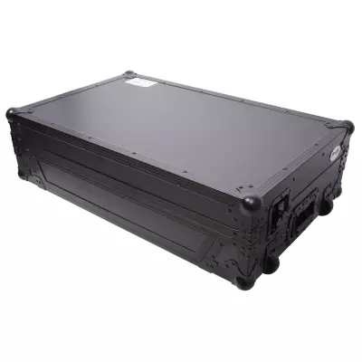 Flight Case for Pioneer DDJ-REV7 DJ Controller with Laptop Shelf Wheels and 1U Rackspace - Black Finish