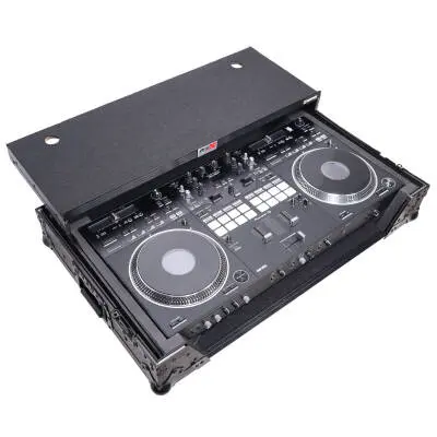 Flight Case for Pioneer DDJ-REV7 DJ Controller with Laptop Shelf Wheels and 1U Rackspace - Black Finish