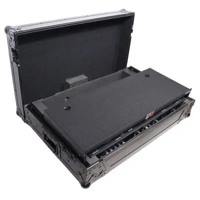 Flight Case for Pioneer DDJ-REV7 DJ Controller with Laptop Shelf Wheels and 1U Rackspace - Black Finish