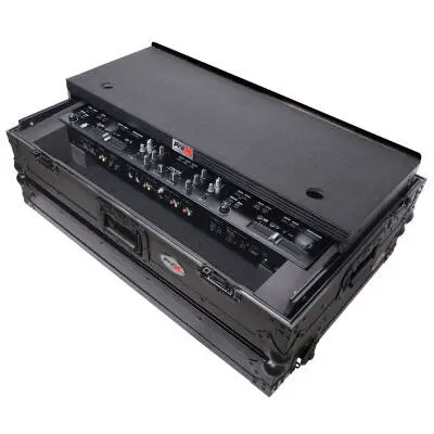 ProX - Flight Case for Pioneer DDJ-REV7 DJ Controller with Laptop Shelf Wheels and 1U Rackspace - Black Finish