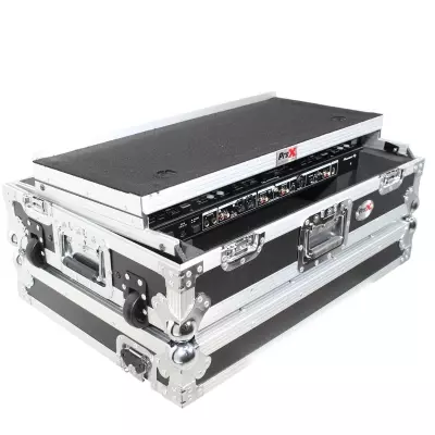 Flight Case For Pioneer DDJ-800 Digital Controller with Sliding Laptop Shelf - Silver on Black