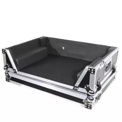 Flight Case For Denon PRIME 4 DJ Controller with 2U Rack Space and Wheels - Silver on Black