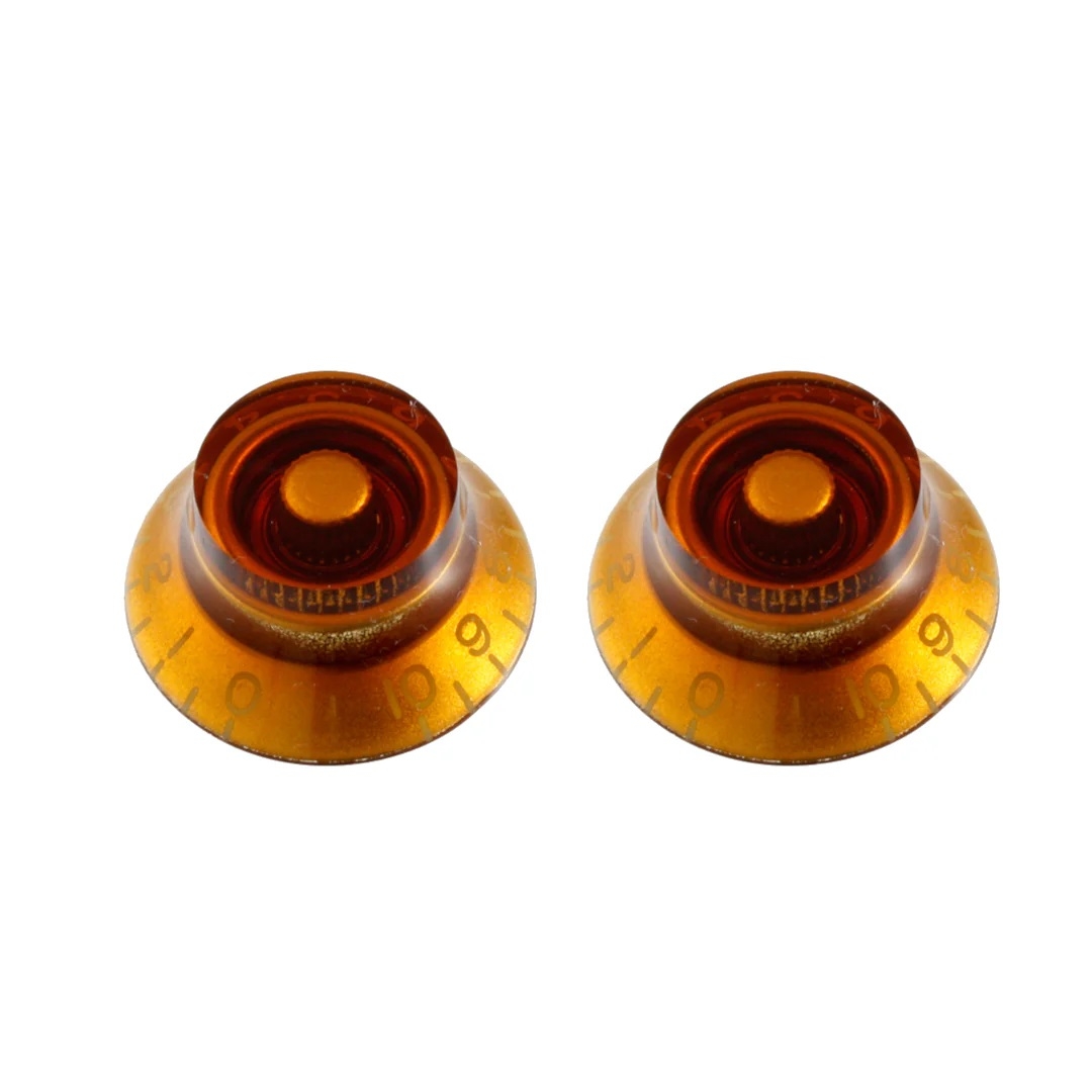 Vintage-style Bell Knobs, Amber (Set of 2)
