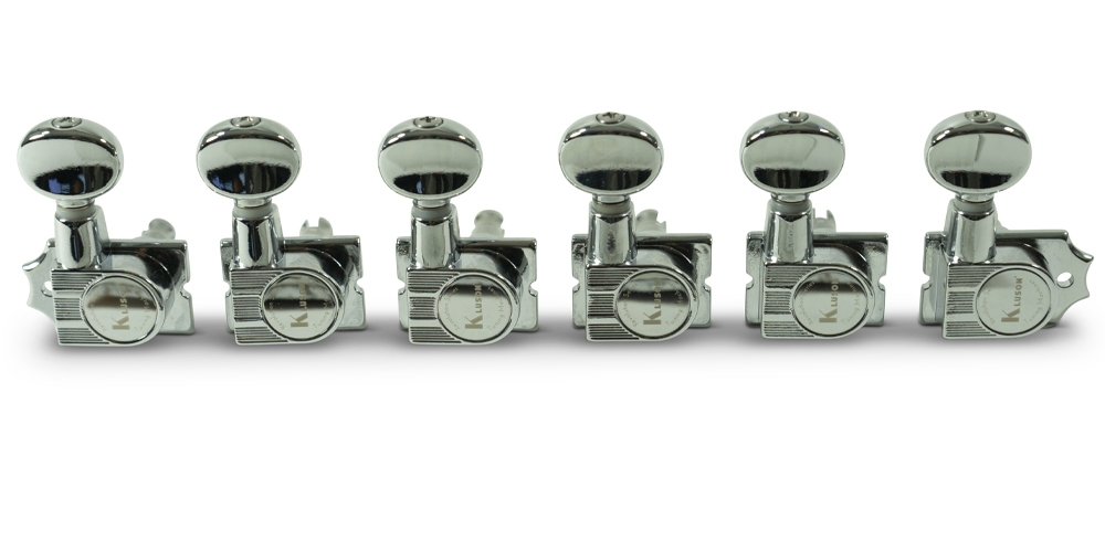 6 In Line Revolution Series H-Mount Tuning Machines with Staggered Posts - Chrome