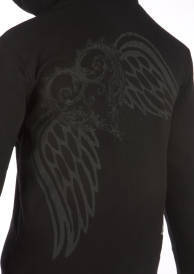 Ghost-Wings Logo Women\'s Black Hoodie - Large