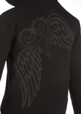 Ghost-Wings Logo Women\'s Black Hoodie - Small
