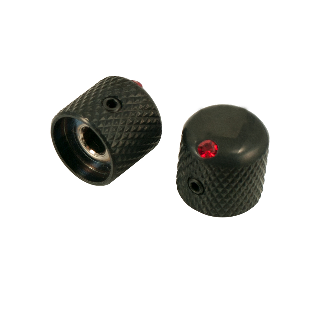 Dome Knob with 6mm Internal Diameter - Black with Red Jewel (2 Pack)
