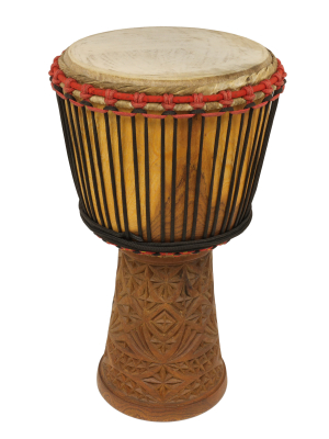 Large African Djembe with Fully Carved Bottom - 12 x 22\'\'