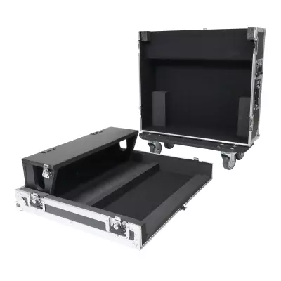Flight Case for Allen and Heath QU-24 Console with Doghouse compartment and Caster wheels