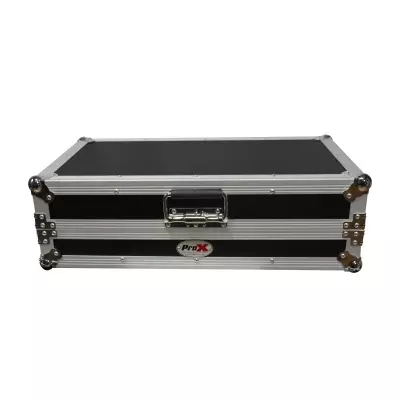 ProX - Flight Case for Numark MixTrack 3 Pro 3 and Platinum Digital Controller W-Laptop Shelf - Silver on Black