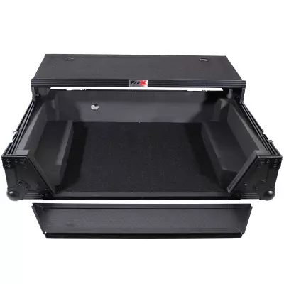 Flight Case For Denon PRIME 2 DJ Controller with Laptop Shelf - Black on Black