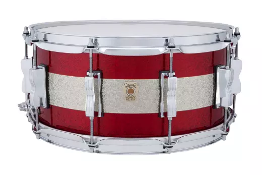Ludwig Drums - Classic Maple 6.5x14 Snare Drum - Red/Silver Tri-Band