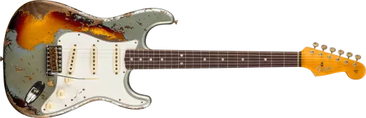 Fender Custom Shop - 1965 Stratocaster Super Heavy Relic, Rosewood Fingerboard - Super Faded Aged Firemist Silver over 3-Colour Sunburst
