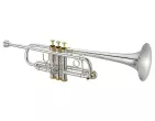 XO Professional Brass - 1624 C Trumpet with Rose Brass Bell and Reverse Leadpipe - Silver-Plated with Gold Trim