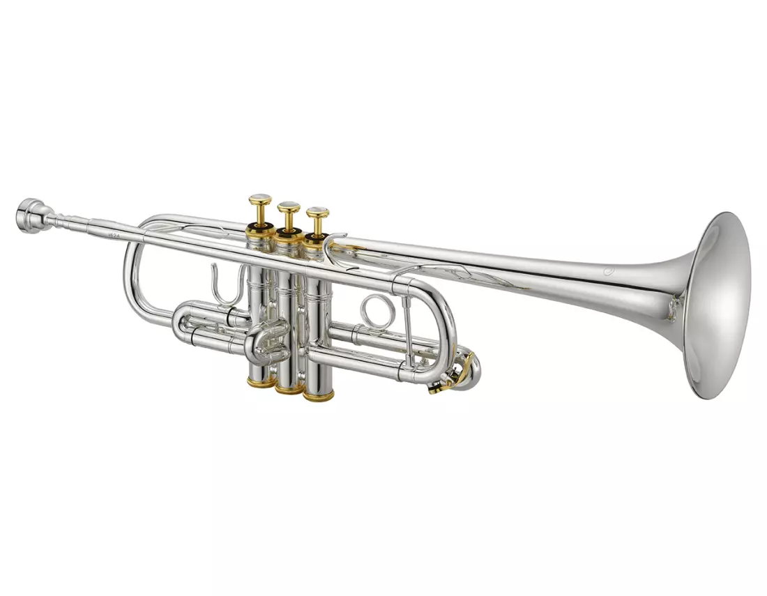 1624 C Trumpet with Rose Brass Bell and Reverse Leadpipe - Silver-Plated with Gold Trim