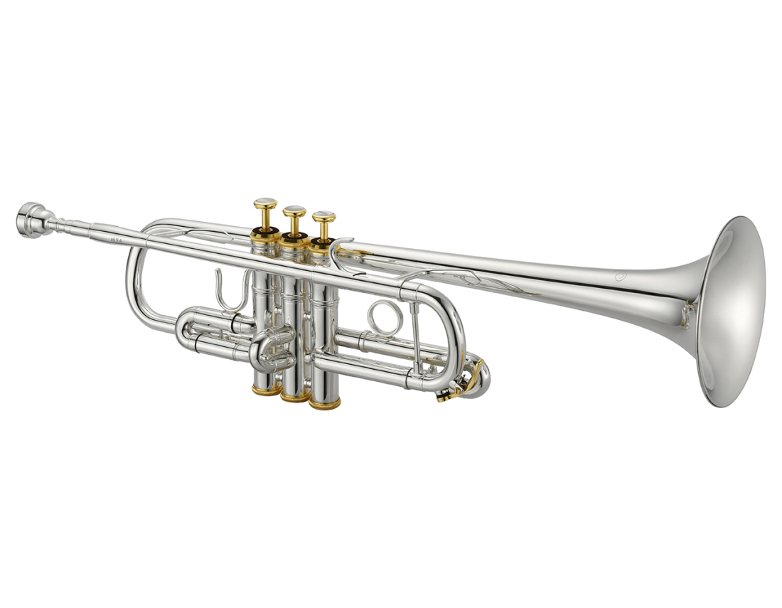 1624 C Trumpet with Yellow Brass Bell and Standard Leadpipe - Silver-Plated with Gold Trim