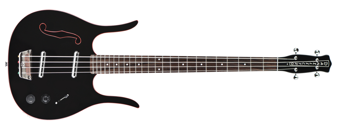 58 Longhorn Electric Bass Guitar - Black with Red Binding