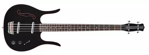 Danelectro - 58 Longhorn Electric Bass Guitar - Black with Red Binding