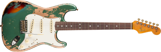 Fender Custom Shop - 1965 Stratocaster Super Heavy Relic Electric Guitar - Super Faded Aged Sherwood Green Metallic over 3-Color Sunburst