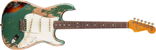 Fender Custom Shop - 1965 Stratocaster Super Heavy Relic Electric Guitar - Super Faded Aged Sherwood Green Metallic over 3-Color Sunburst