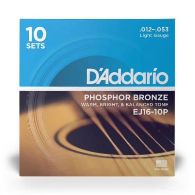 EJ16-10P Phosphor Bronze Acoustic Guitar Strings  Light  10 Sets