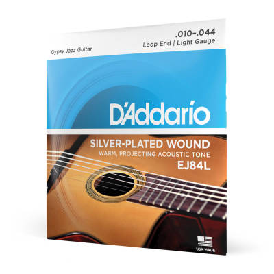 DAddario - EJ84L Gypsy Jazz Acoustic Guitar Strings  Loop End  Light  10-44