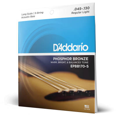DAddario - EPBB170-5 Phosphor Bronze 5-String Acoustic Bass Strings  Long Scale  45-130