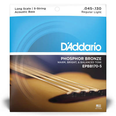 EPBB170-5 Phosphor Bronze 5-String Acoustic Bass Strings  Long Scale  45-130
