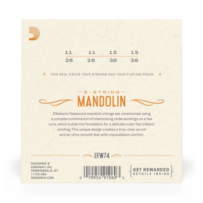 FW74 Flatwound Mandolin Strings  Phosphor Bronze  Medium  11-36