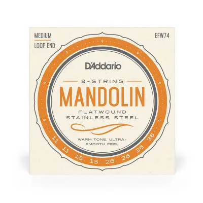 DAddario - EFW74 8-String Mandolin Flatwound Stainless Steel Strings (11-36)