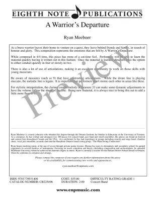 A Warrior\'s Departure - Meeboer - Concert Band - Gr. 1