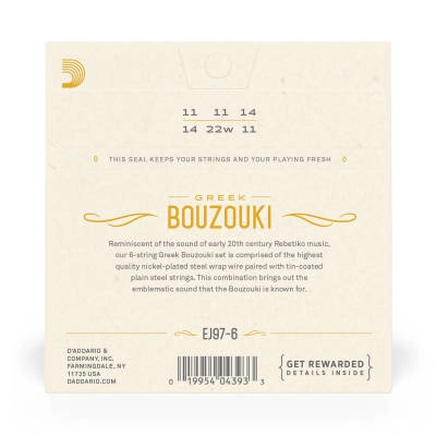 EJ97-6 6-String Nickel Wound Greek Bouzouki Strings