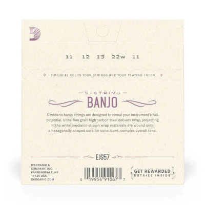 EJS57 - 5-String Banjo Strings Stainless Steel Custom Medium 11-22