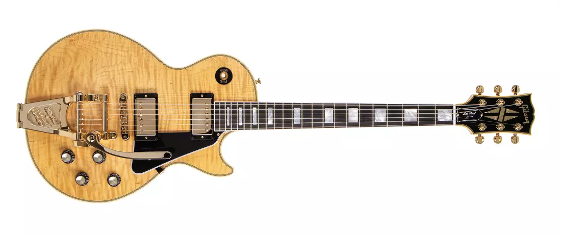 Les Paul Custom Figured Top Electric Guitar with Bigsby - Antique Natural