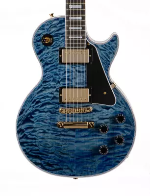 Les Paul Custom AAA Quilt Top Electric Guitar with Hardshell Case - Indigo Blue