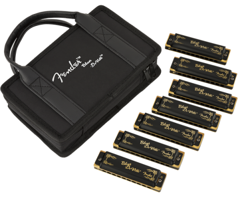 Fender - Blues DeVille Diatonic Harmonica, 7 Key Sampler Set with Case