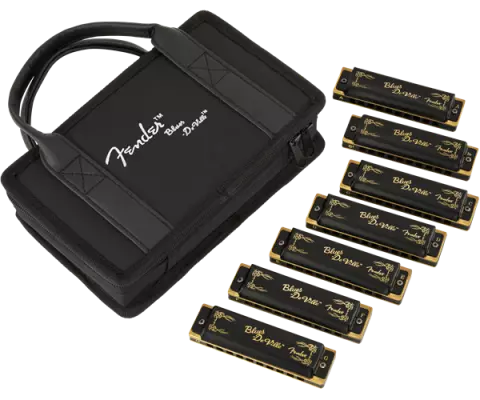 Fender - Blues DeVille Diatonic Harmonica, 7 Key Sampler Set with Case