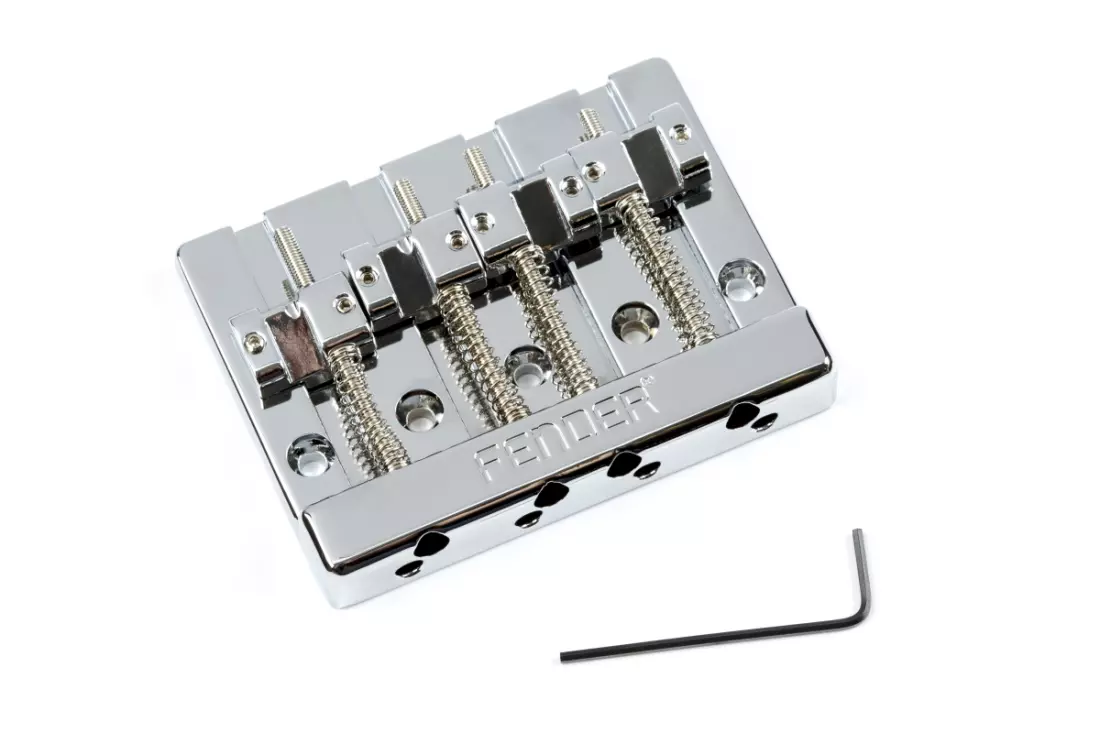 HiMass 4-string Bass Bridge Assembly with Brass Saddles - Chrome