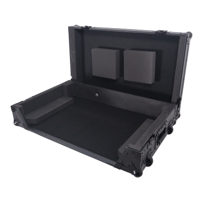 ATA Flight Style Road Case For RANE Four or RANE Performer DJ Controller with 1U Rack Space and Wheels - Black on Black