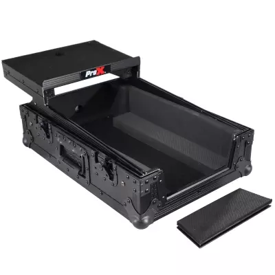 Flight Case for Pioneer DJM-S11 Mixer with Sliding Laptop Shelf - Black on Black