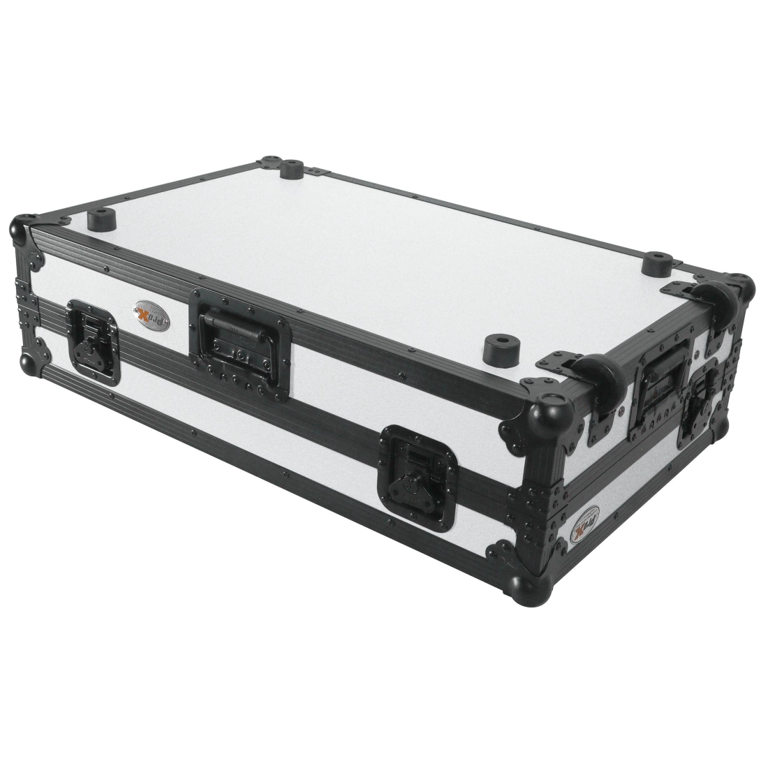 Flight Case for Pioneer DDJ-REV7 DJ Controller with Laptop Shelf 1U Rack Space and Wheels - White Black