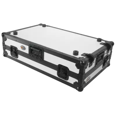 ProX - Flight Case for Pioneer DDJ-REV7 DJ Controller with Laptop Shelf 1U Rack Space and Wheels - White Black